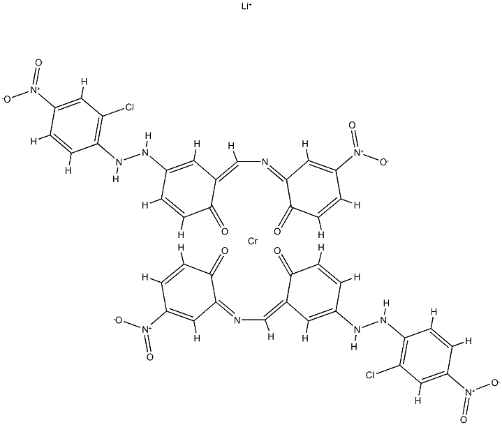 双[4-[(2-氯-4-硝基苯基)偶氨]-2-[[(2-羟基-5-硝基苯基)亚氨基]甲基]苯酚根合(2-)]铬酸锂盐(1-) 结构式