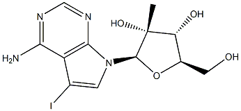 5-IODO-7-(2-C-METHYL-BETA-D-RIBOFURANOSYL)-7H-PYRROLO[2,3-D]PYRIMIDIN-4-AMINE 结构式
