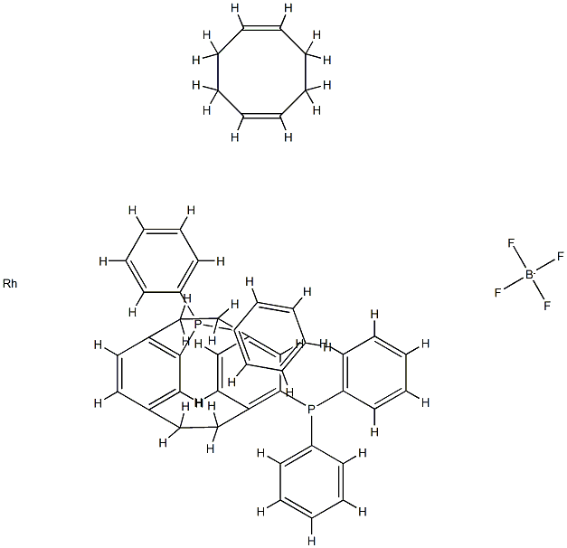 (R)-(-)-4,12-双(二苯基膦基)[2.2]对环芳烷(1,5环辛二烯)铑(I)四氟硼酸盐 结构式