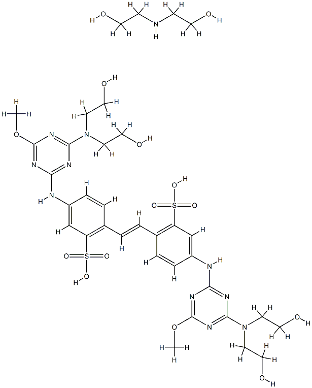 4,4'-bis[[4-[bis(2-hydroxyethyl)amino]-6-methoxy-1,3,5-triazin-2-yl]amino]stilbene-2,2'-disulphonic acid, compound with 2,2'-iminodiethanol 结构式