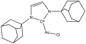 氯[1,3-双(金刚烷基)2H-咪唑-2-亚基]金(I) 结构式