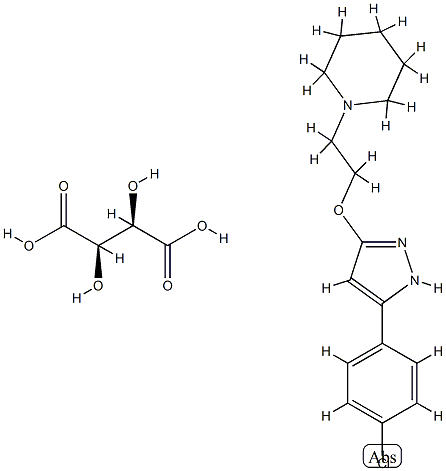 1-[2-[[5-(4-chlorophenyl)-1H-pyrazol-3-yl]oxy]ethyl]piperidine, (2R,3R )-2,3-dihydroxybutanedioic acid 结构式