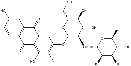 1,3,6-trihydroxy-2-methyl-9,10-anthraquinone-3-O-alpha-L-rhamnopyranosyl-(1->2)-beta-D-glucopyranoside 结构式