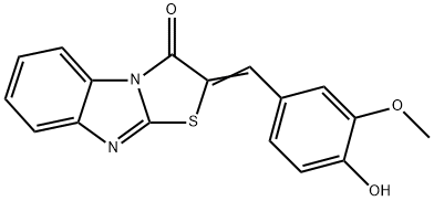 Thiazolo[3.2-a]benzimidazol-3(2H)-one, 2-(4-hydroxy-3-methoxy-benzylid eno)- 结构式