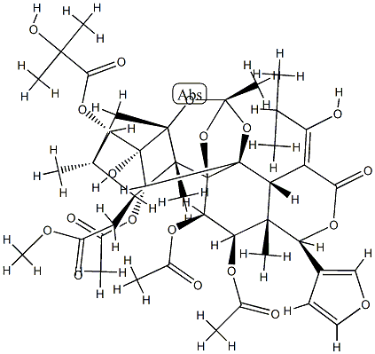 11α,12α-Bis(acetyloxy)-15-[(Z)-1-hydroxy-2-methylpropylidene]phragmalin 30-acetate 3-(2-hydroxy-2-methylpropionate) 结构式