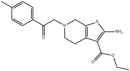 Ethyl-2-amino-6-(2-oxo-2-p-tolylethyl)-4,5,6,7-tetrahydrothieno[2,3-c]pyridine-3-carboxylate 结构式