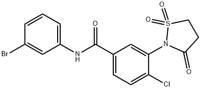 N-(3-bromophenyl)-4-chloro-3-(1,1-dioxido-3-oxo-2-isothiazolidinyl)benzamide 结构式