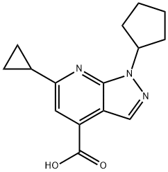 1-环戊基-6-环丙基-1H-吡唑并[3,4-B]吡啶-4-羧酸 结构式