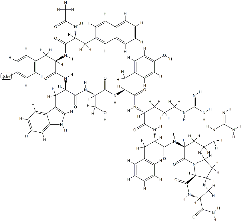LHRH, (N)-Ac-3(2-naphthyl)Ala(1)-(4-Cl-Phe)(2)-Trp(3)-Arg(6)-Phe(7)-AlaNH2(10)- 结构式