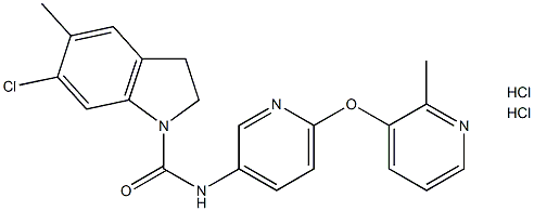 6-氯-2,3-二氢-5-甲基-N-[6-[(2-甲基-3-吡啶基)氧]-3-吡啶基]-1H-吲哚-1-酰胺盐酸盐 结构式