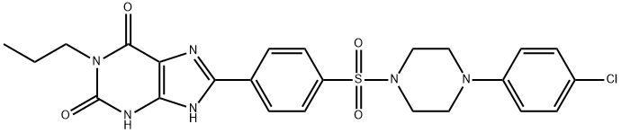 8-[4-[4-(4-Chlorophenzyl)piperazide-1-sulfonyl)phenyl]]-1-propylxanthine 结构式