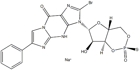 RP-8-BROMO-BETA-PHENYL-1,N2-ETHENOGUANOSINE 3',5'-CYCLIC MONOPHOSPHOROTHIOATE SODIUM SALT HYDRATE 结构式