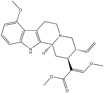 Indolo2,3-aquinolizine-2-acetic acid, 3-ethenyl-1,2,3,4,6,7,12,12b-octahydro-8-methoxy-.alpha.-(methoxymethylene)-, methyl ester, (.alpha.E,2S,3R,12bS)- 结构式
