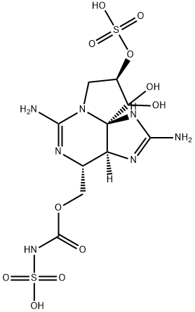 (3aS,10aS)-3aα,4,9,10-Tetrahydro-2,6-diamino-4α-[[(sulfoaminocarbonyl)oxy]methyl]-1H,8H-pyrrolo[1,2-c]purine-9β,10,10-triol 9-sulfate 结构式