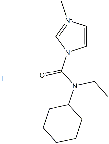 1-{[cyclohexyl(ethyl)amino]carbonyl}-3-methyl-1H-imidazol-3-ium iodide 结构式