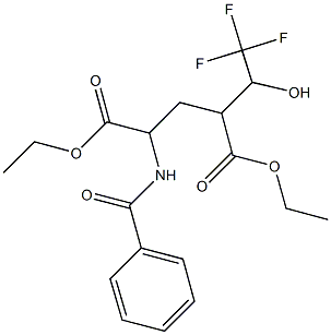 diethyl 2-(benzoylamino)-4-(2,2,2-trifluoro-1-hydroxyethyl)pentanedioate 结构式