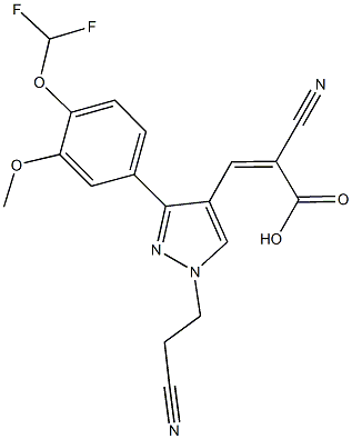 (2Z)-2-cyano-3-{1-(2-cyanoethyl)-3-[4-(difluoromethoxy)-3-methoxyphenyl]-1H-pyrazol-4-yl}acrylic acid 结构式