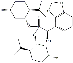 bis[(1R,2S,5R)-2-isopropyl-5-methylcyclohexyl] [(S)-1,3-benzodioxol-4-yl(hydroxy)methyl]phosphonate 结构式