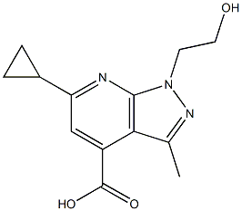 6-cyclopropyl-1-(2-hydroxyethyl)-3-methyl-1H-pyrazolo[3,4-b]pyridine-4-carboxylic acid 结构式