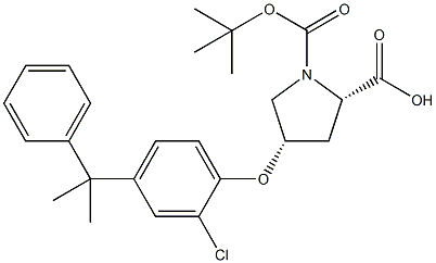 (2S,4S)-1-(tert-Butoxycarbonyl)-4-[2-chloro-4-(1-methyl-1-phenylethyl)phenoxy]-2-pyrrolidinecarboxyl 结构式