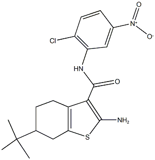 2-AMINO-6-TERT-BUTYL-N-(2-CHLORO-5-NITROPHENYL)-4,5,6,7-TETRAHYDRO-1-BENZOTHIOPHENE-3-CARBOXAMIDE 结构式