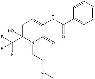 N-[6-hydroxy-1-(2-methoxyethyl)-2-oxo-6-(trifluoromethyl)-1,2,5,6-tetrahydropyridin-3-yl]benzamide 结构式