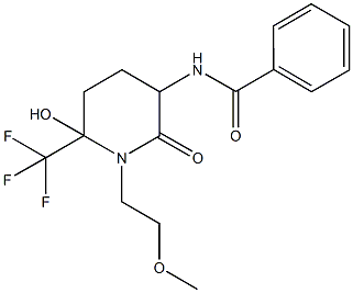 N-[6-hydroxy-1-(2-methoxyethyl)-2-oxo-6-(trifluoromethyl)piperidin-3-yl]benzamide 结构式