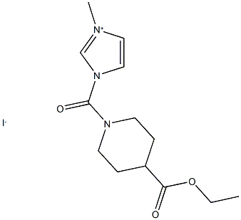 1-{[4-(ethoxycarbonyl)piperidin-1-yl]carbonyl}-3-methyl-1H-imidazol-3-ium iodide 结构式