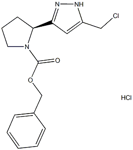 benzyl (2S)-2-[5-(chloromethyl)-1H-pyrazol-3-yl]pyrrolidine-1-carboxylate hydrochloride 结构式