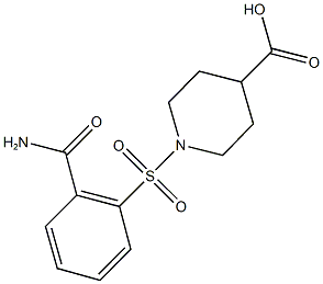 1-{[2-(AMINOCARBONYL)PHENYL]SULFONYL}PIPERIDINE-4-CARBOXYLIC ACID 结构式
