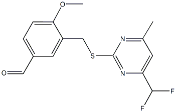 3-({[4-(DIFLUOROMETHYL)-6-METHYLPYRIMIDIN-2-YL]THIO}METHYL)-4-METHOXYBENZALDEHYDE 结构式