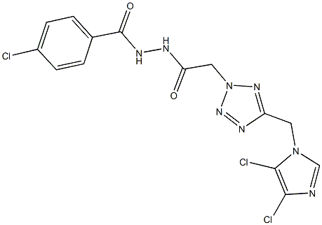N'1-(4-chlorobenzoyl)-2-{5-[(4,5-dichloro-1H-imidazol-1-yl)methyl]-2H-1,2,3,4-tetraazol-2-yl}ethanohydrazide 结构式