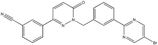 3-(1-(3-(5-溴吡啶-2-基)苄基)-6-氧代-1,6-二氢哒嗪-3-基)苄腈 结构式