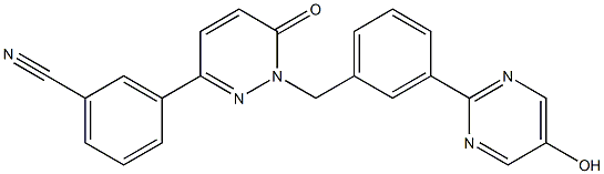 3-(1-(3-(5-羟基嘧啶-2-基)苄基)-6-氧代-1,6-二氢哒嗪-3-基)苄腈 结构式