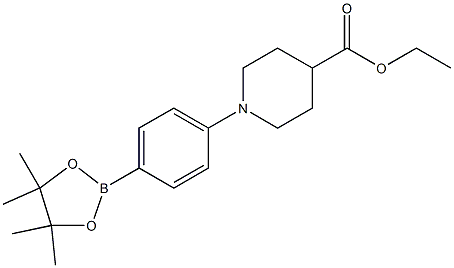 4-PIPERIDINECARBOXYLIC ACID, 1-[4-(4,4,5,5-TETRAMETHYL-1,3,2-DIOXABOROLAN-2-YL)PHENYL]-, ETHYL ESTER 结构式