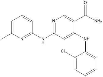 4-((2-氯苯基)氨基)-6-((6-甲基吡啶-2-基)氨基)烟酰胺 结构式