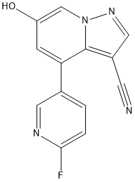 6-羟基-4-(6-氟-3-吡啶)-吡唑并[1,5-A]吡啶-3-甲腈 结构式