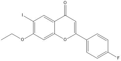 7-ethoxy-2-(4-fluorophenyl)-6-iodo-4H-chromen-4-one 结构式