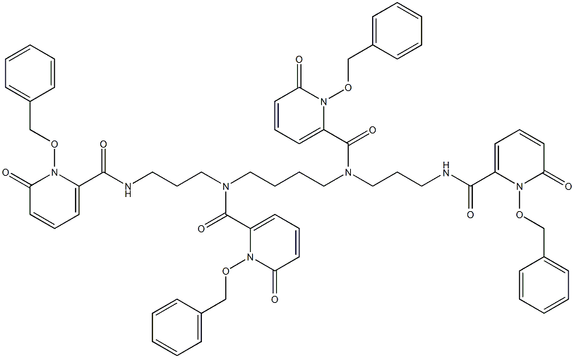 N,N'-(butane-1,4-diyl)bis(1-(benzyloxy)-N-(3-(1-(benzyloxy)-6-oxo-1,6-dihydropyridine-2-carboxamido)propyl)-6-oxo-1,6-dihydropyridine-2-carboxamide) 结构式