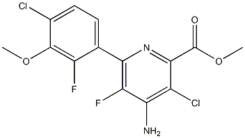 4-氨基-3-氯-6-(4-氯-2-氟-3-甲氧苯基)-5-氟吡啶-2-羧酸甲酯 结构式