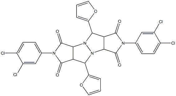 2,7-bis(3,4-dichlorophenyl)-5,10-di(2-furyl)tetrahydropyrrolo[3,4-c]pyrrolo[3',4':4,5]pyrazolo[1,2-a]pyrazole-1,3,6,8(2H,3aH,5H,7H)-tetrone 结构式