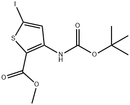 3-((叔丁氧基羰基)氨基)-5-碘噻吩-2-羧酸甲酯 结构式