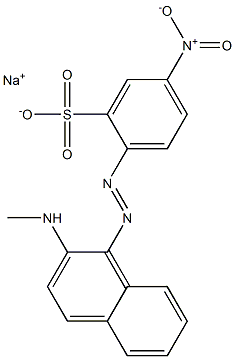 Benzenesulfonic acid, 2-[[2-(methylamino)-1-naphthalenyl]azo]-5-nitro-, monosodium salt 结构式