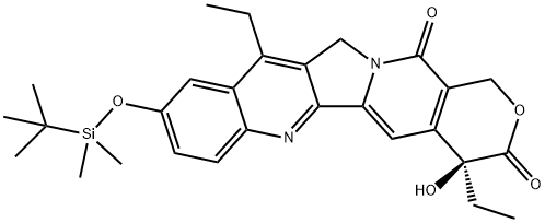 (4S)-9-[[(1,1-Dimethylethyl)dimethylsilyl]oxy]-4,11-diethyl-4-hydroxy-1H-pyrano[3',4':6,7]indolizino[1,2-b]quinoline-3,14(4H,12H)-dione 结构式