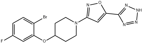 4-(2-溴-5-氟苯氧基)-1-[5-(2H-四唑-5-基)-3-唑基]哌啶 结构式