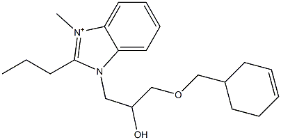 3-[3-(3-cyclohexen-1-ylmethoxy)-2-hydroxypropyl]-1-methyl-2-propyl-3H-benzimidazol-1-ium 结构式