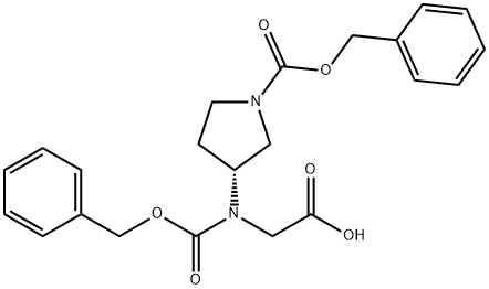 3-(苄氧羰基-羧甲基氨基)吡咯烷-1-羧酸苄酯 结构式
