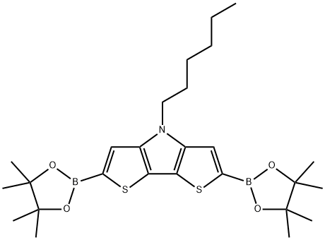 4-己基-2,6-双(4,4,5,5-四甲基-1,3,2-二氧硼杂环戊烷-2-基)-4H-噻吩并[3,2-B: 2', 3'-D]吡咯 结构式