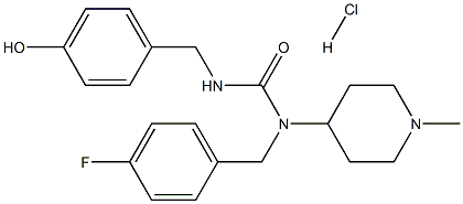 N-(4-氟苄基)-N-(1-甲基哌啶-4-基)-N'-(4-羟基苄基)碳酰二胺盐酸盐 结构式