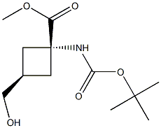 methyl cis-1-{[(tert-butoxy)carbonyl]amino}-3-(hydroxymethyl)cyclobutane-1-carboxylate 结构式